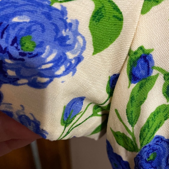 1950s/60s Blue Floral Vintage Knee Length Dress - Picture 9 of 10